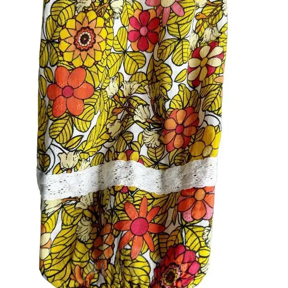 Jane and Delancey Floral Smocked Tunic Top Boho Bohemian Yellow Orange Red XL ￼ - Picture 5 of 9